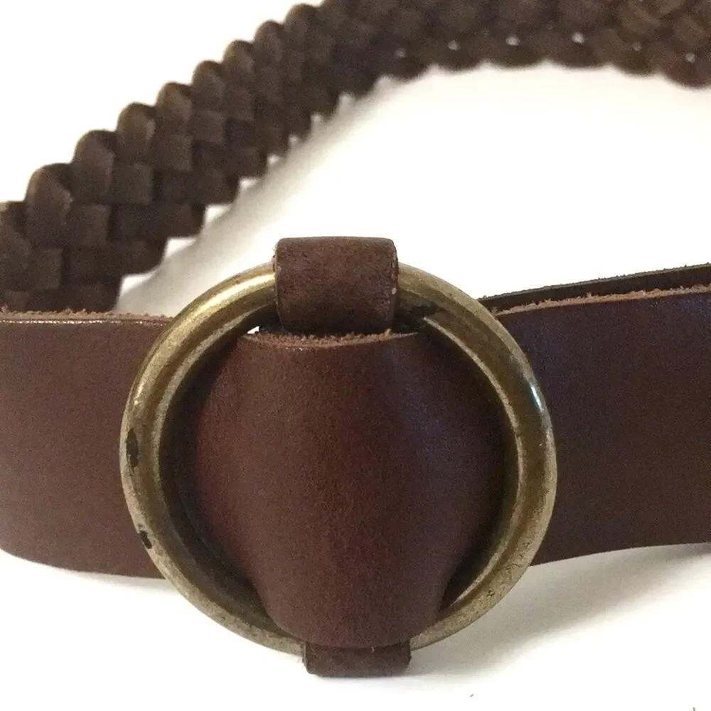 J. Crew belt brown leather braided unisex - Picture 2 of 6